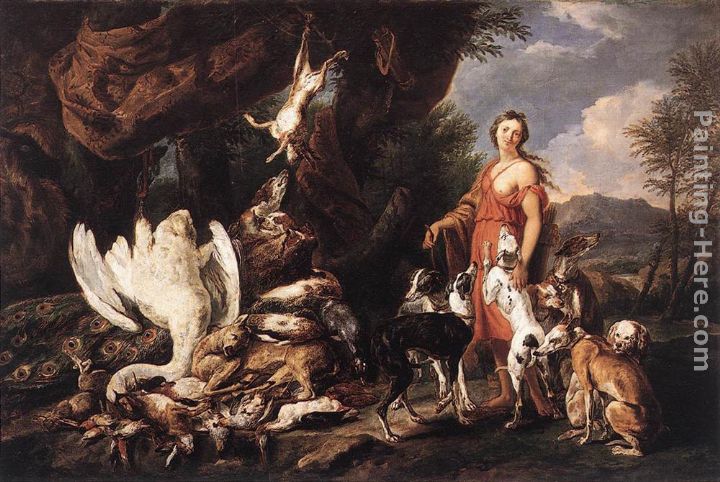 Diana with Her Hunting Dogs beside Kill painting - Jan Fyt Diana with Her Hunting Dogs beside Kill art painting